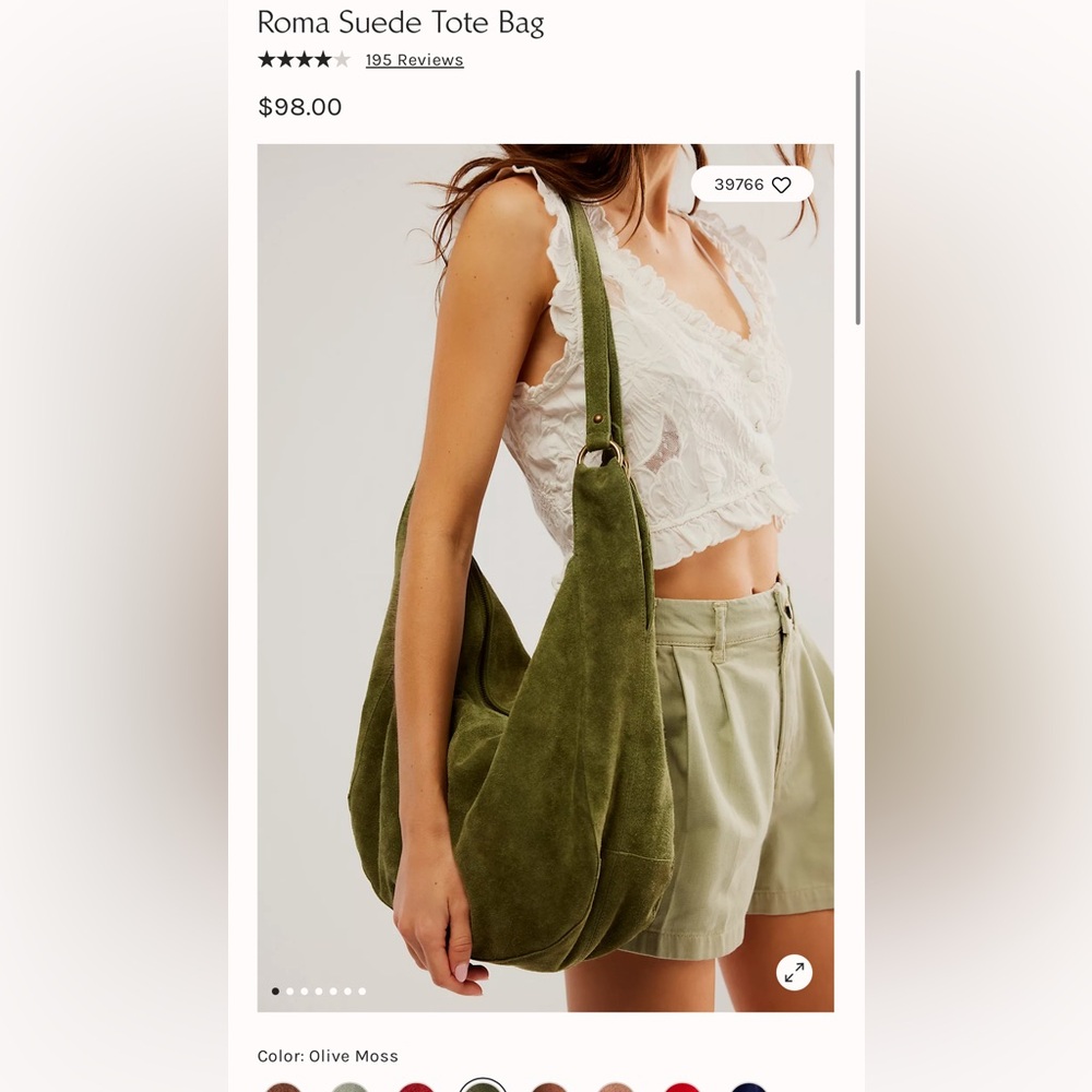 Olive Green Suede Hobo Bag - Women